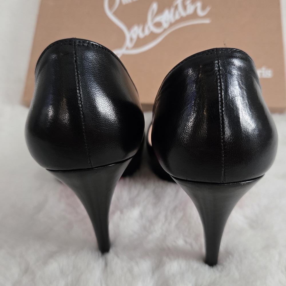 Very Prive Christian Louboutin Black Peep Toe Heels - Picture 9 of 11